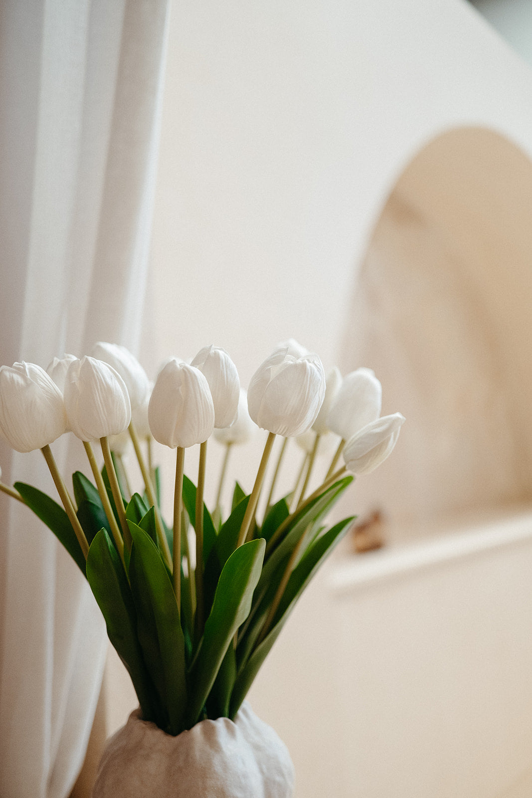 Real touch white tulips