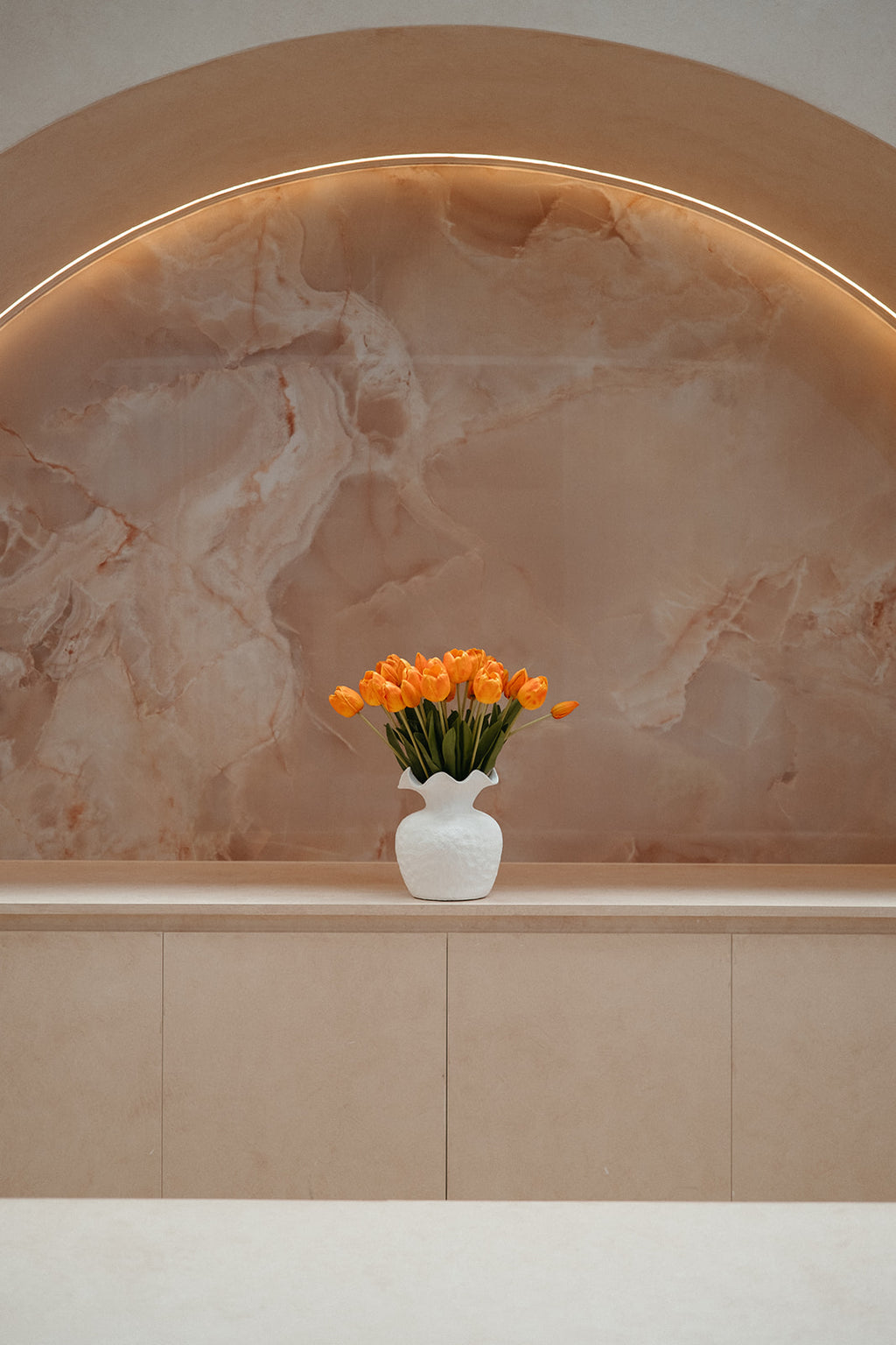 Real touch orange tulips