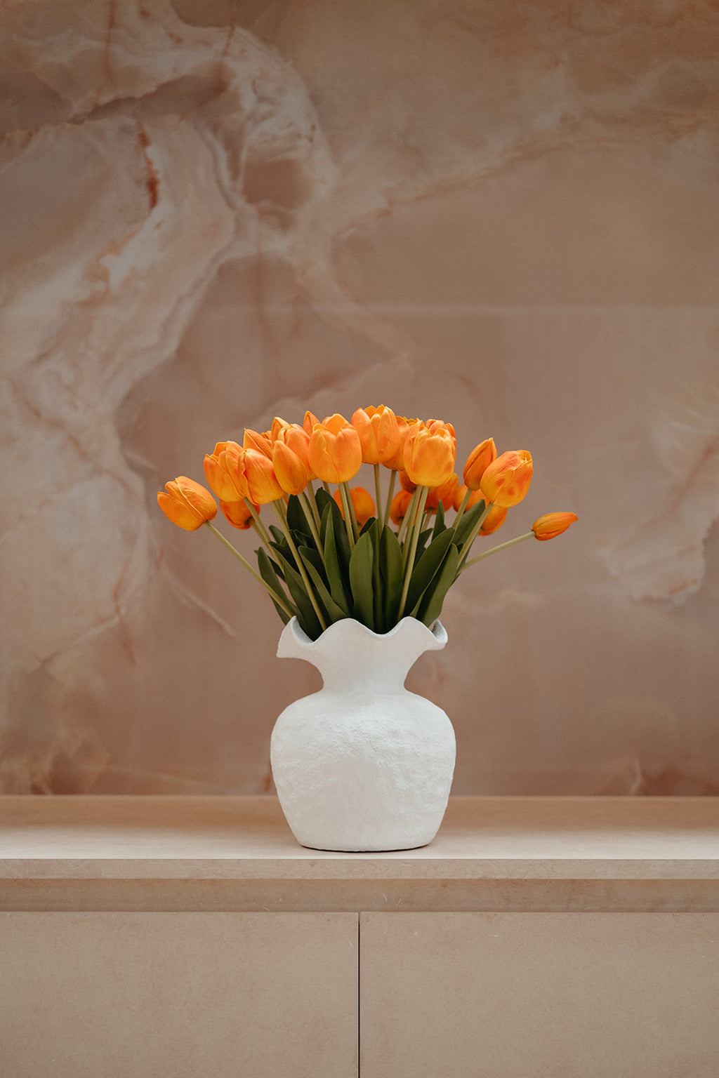 Real touch orange tulips