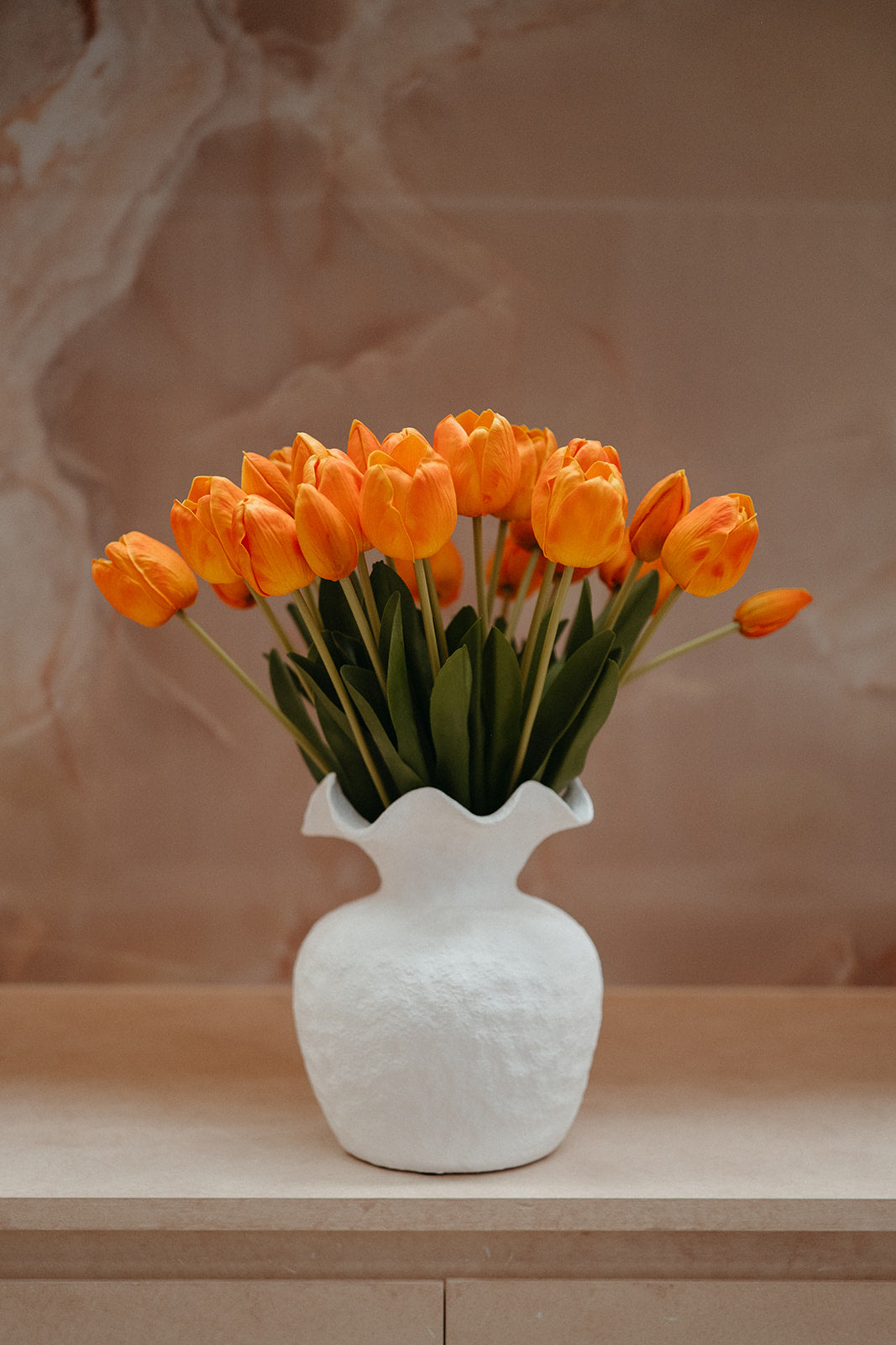 Real touch orange tulips