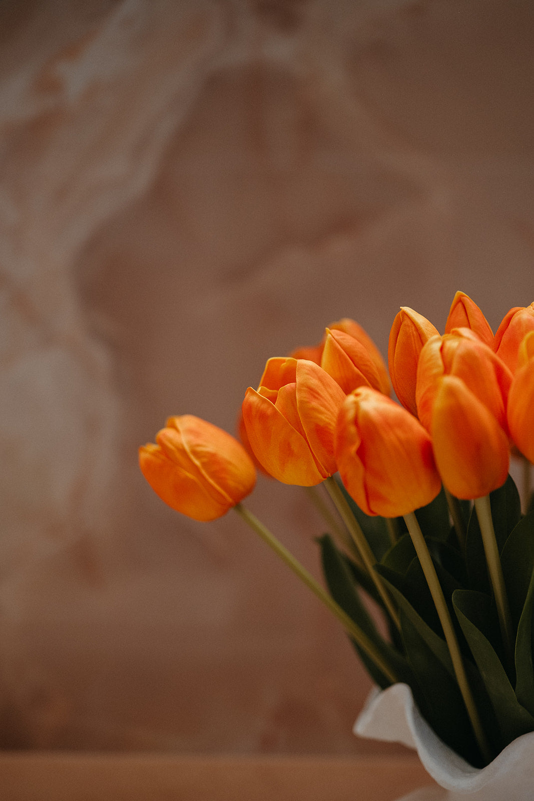 Real touch orange tulips