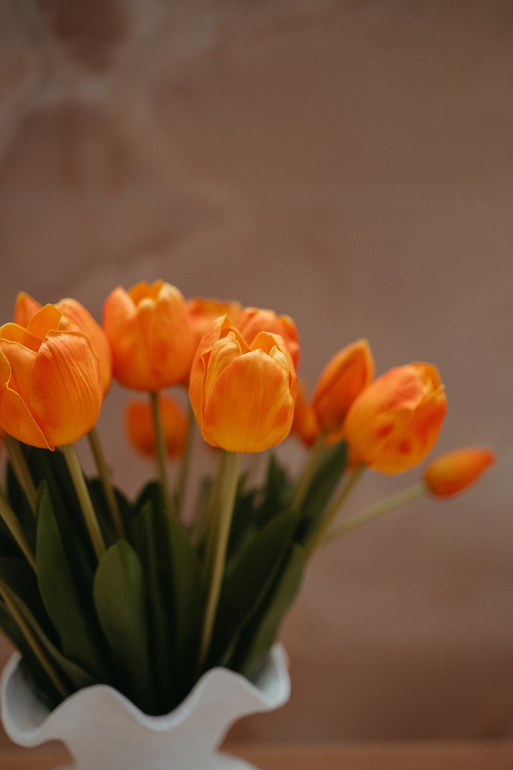 Real touch orange tulips
