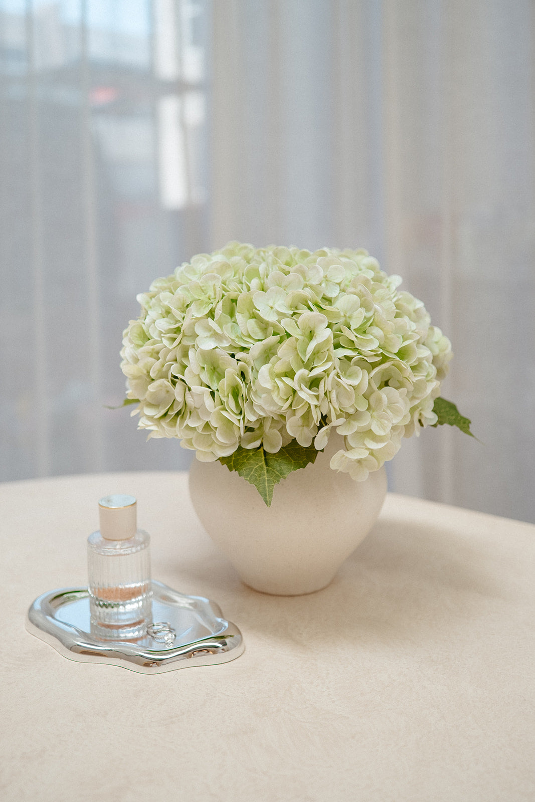 Real touch light green hydrangeas