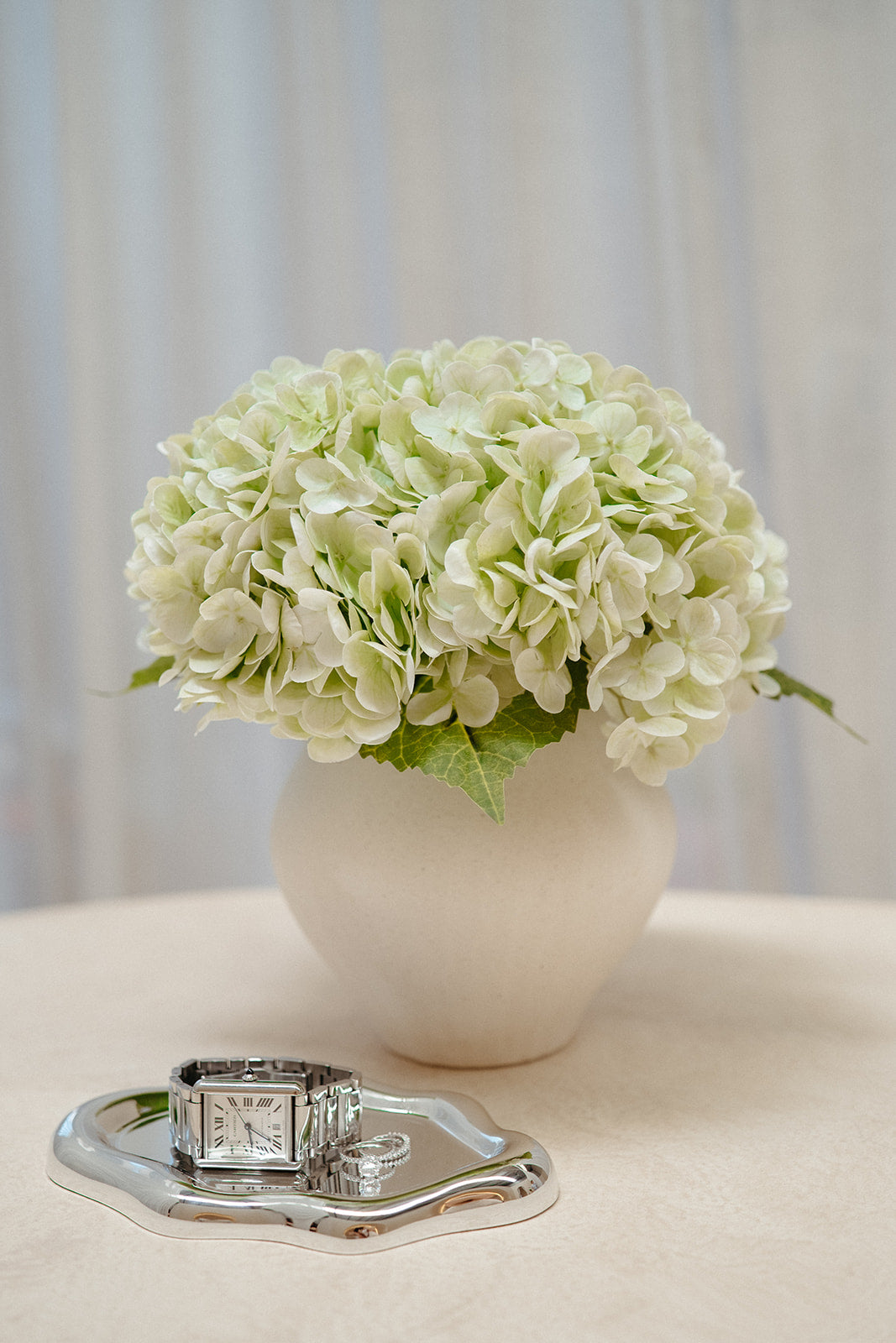 Real touch light green hydrangeas