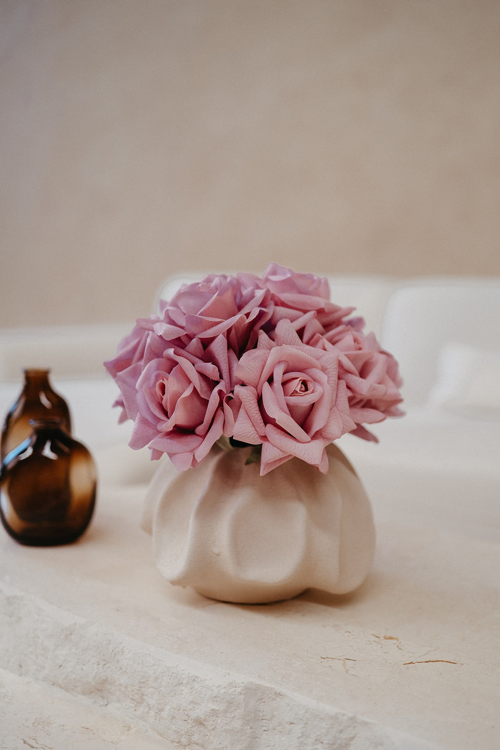 Real touch mauve roses