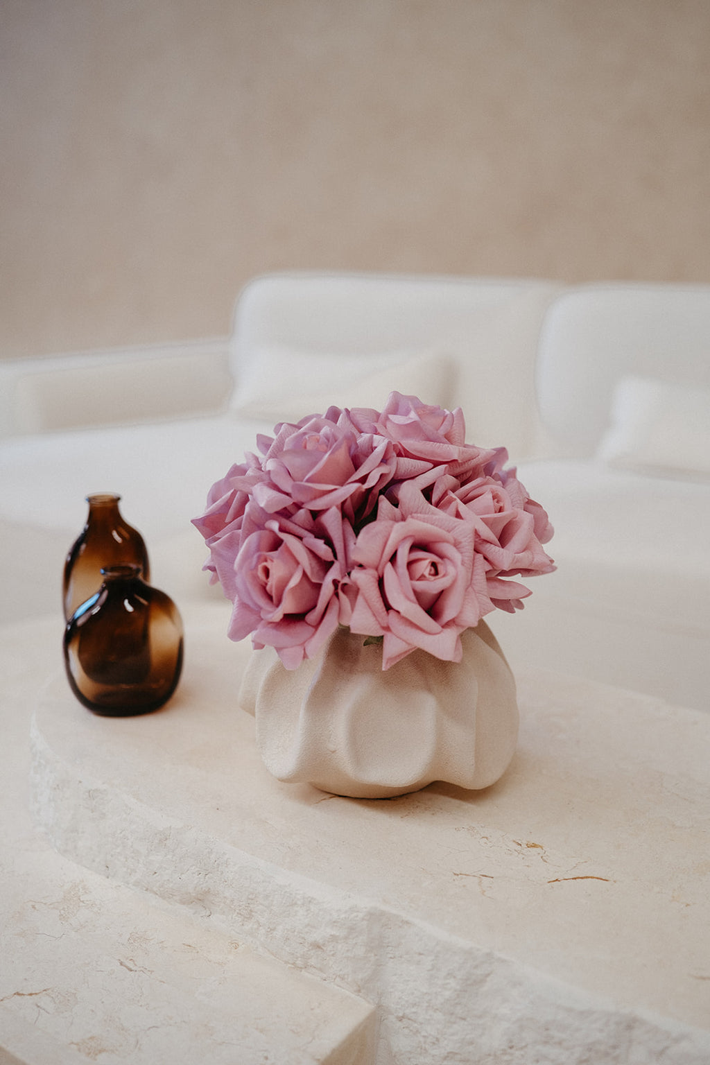 Real touch mauve roses